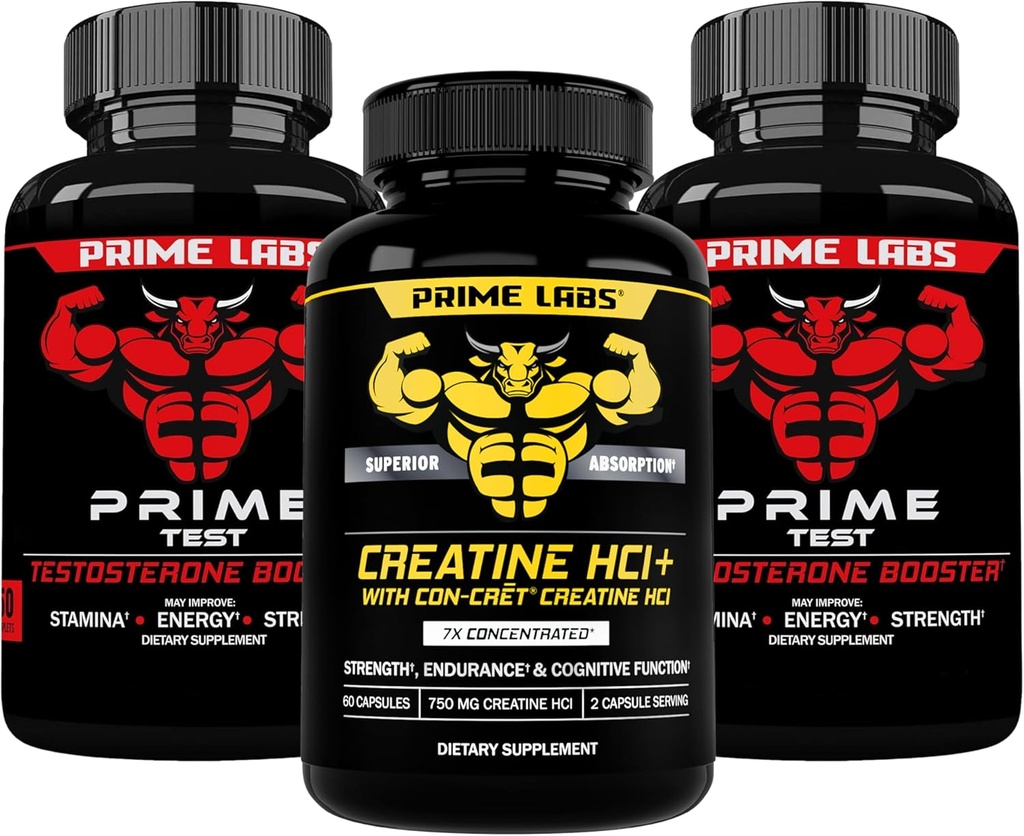 Prime Labs Prime Test (2- Pack) + Creatine HCl Capsules (60 Cacah)