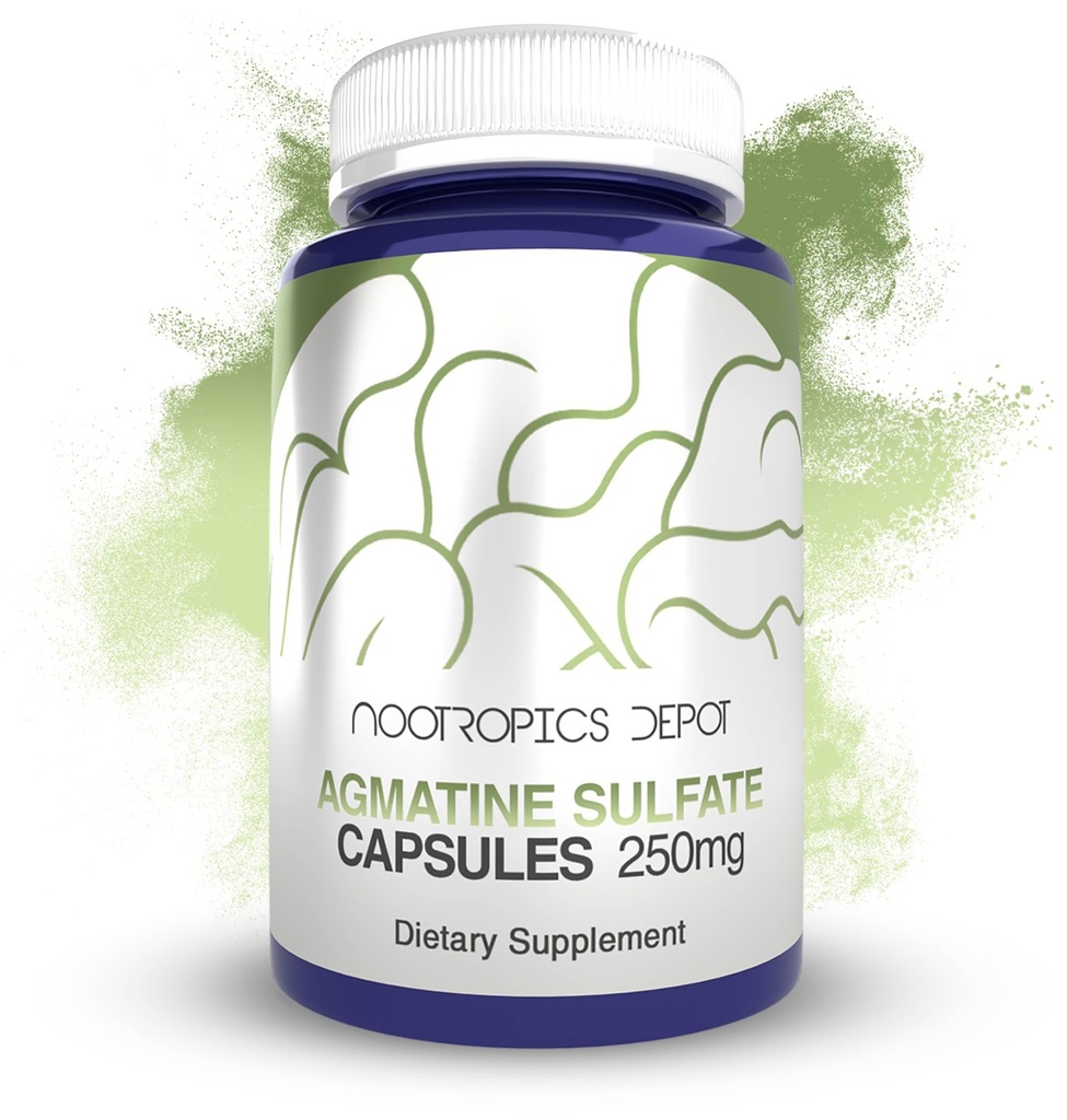Nootropics Depot Agmatine Sulfate Capsules 124; 250mg 124; 240 Cacah 124; Suplemen Energi Amino Acid Deri4; Menyediakan Kekuatan fisik dan Pemulihan Kerja 124; Nitric Oxide Booster