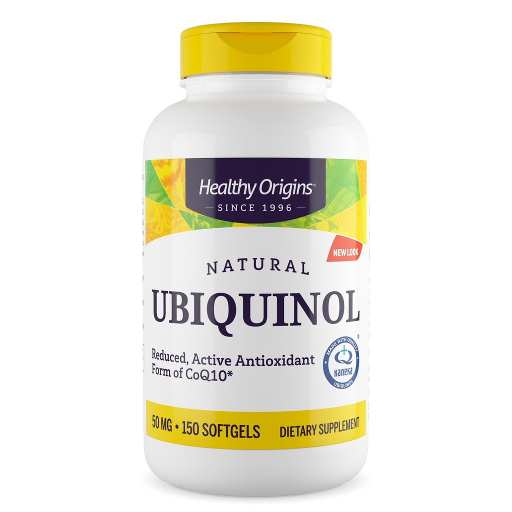 Ubiquinol Origins Sehat (Formasi KoQ10), 50 mg - Ubiquinol Suplemen Kesehatan & Antioksidant Dukungan - Gluten- Free & Non-GMO Tambahan - 150 Softgels