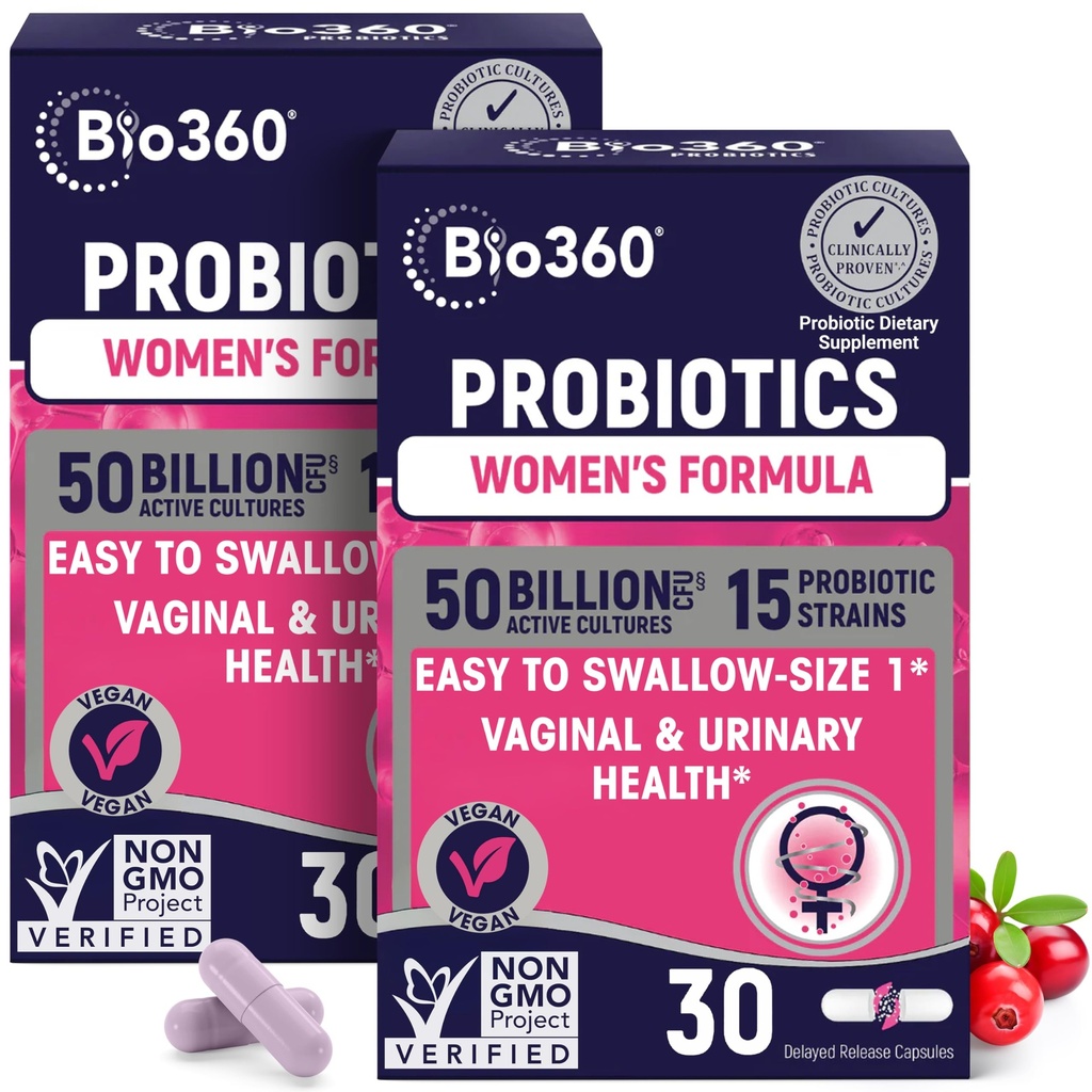 Bio360 Propoles for Women Vaginigal Health - Support pH balance, vaginal, Urinary, & Digetical Health - 50 Milyar CFU & 15 Unique Strains for Healthy Vaginal Odor & Viginal Flora - Shelf Stabil