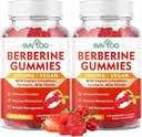 2 Packs Berberine Gummies, Sugar Free 2000mg High Potency Berberine HCI Suplemen, Plus Ceylon Cinnamon, Milk Thistle for Women & Men, Immune System & Metabolisme Dukungan - 120 Gummies