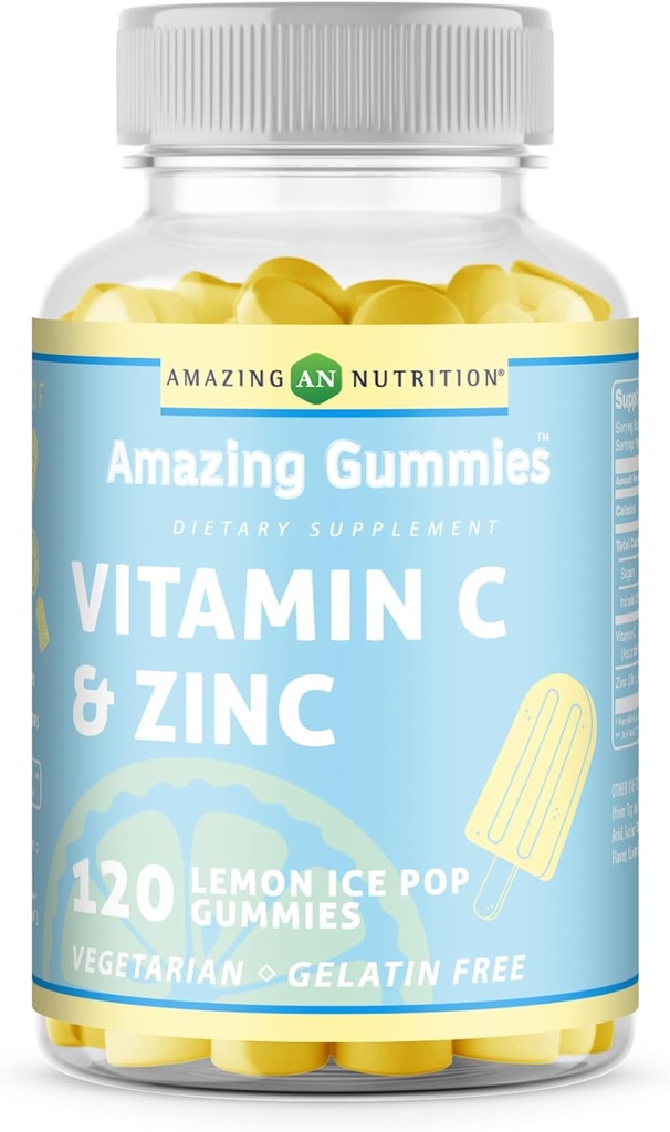 Menakjubkan Formula Vitamin C dengan Tambahan Zinc 124; Lemon Ice Pop Flavor 126; 120 Gummies