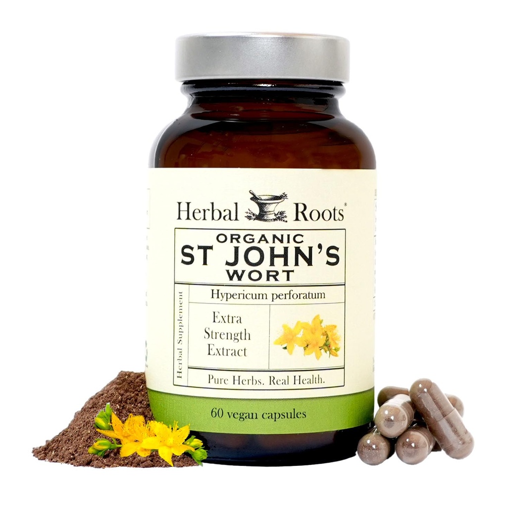 Herbal Roots St Johns Cort Capsules 124; 450 mg per Serving 124; Pure St John 's Welt dengan Tidak Ada Binders atau Penjual Non GMO 124; 60 Vegan Capsules