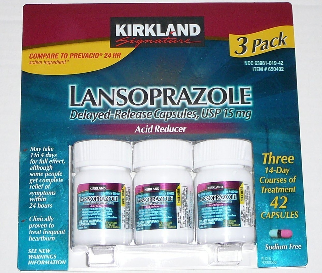 Kirkland Signature Lansoprazole 15 mg.