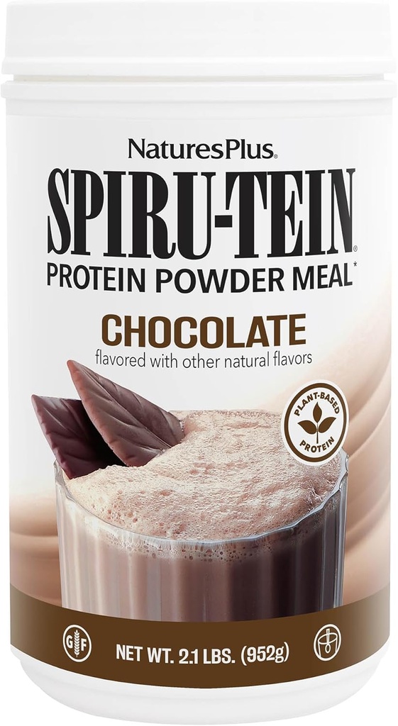 NaturesPlus Spirus-TEIN, Chocolate - 2.1 lb, Pack of 2 - Plant-Based Protein Shake - Non-GMO, Vegetarian, Gluten Free - 68 Total Servings