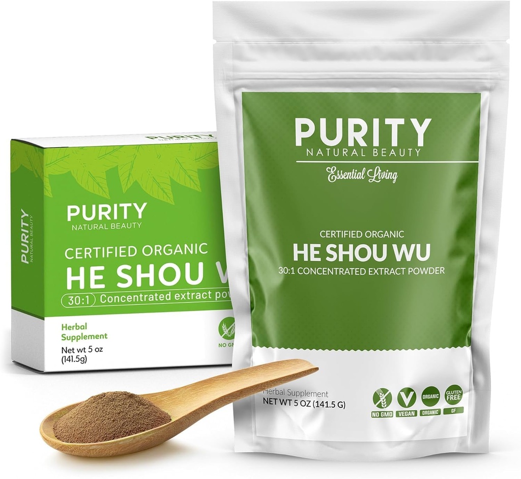 DiaSertifikasi Organik Dia Shou Wu - Large 5oz Bag of 30: 1 Konsentrasikan -Fo-ti - Organik Foti Ekstraksi-Fo Dia Shou Wu Organisasi-Plus Free Bamboo Spoon