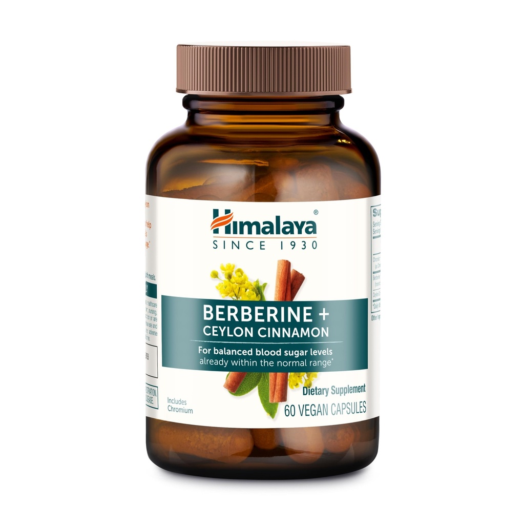 Himalaya Berberine dengan Cinnamon Ceylon - Suplemen Herbal untuk Mendukung Metabolisme Normal, Imune, dan Digetical Health - Vegan, Gluten Bebas, 60 Vegetarian Capsules
