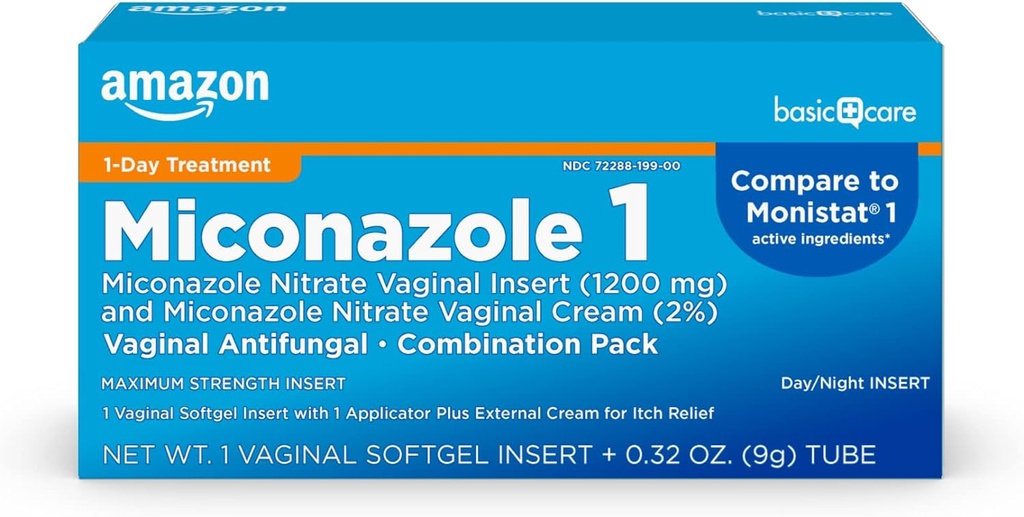Care Miconazole Nitrate Vaginal Masukan 1200 mg dan Miconazole Nitrate Cream 2 Kombinasi Vaginal Yeast Infeksi, Putih, 0.32 Ounce (Pack of), 1 Count