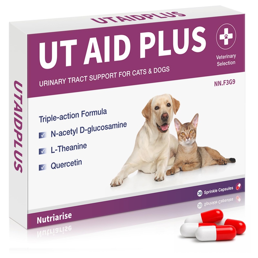 Perawatan Natural UTI untuk Kucing & Anjing - Antibiotik - Pendukung Traktur Uriner Bebas - Bladder & Ginjal Kesehatan - Pencegahan Inkontinensi - 30 Kapsul