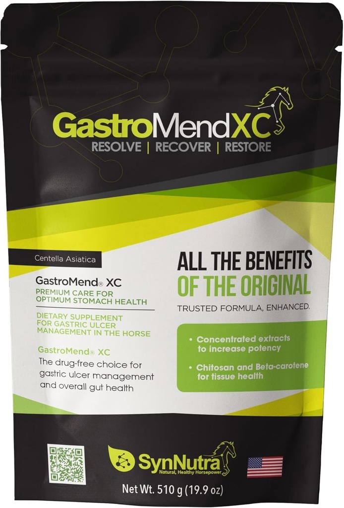 GastroMend XC, 100% Natural Equine Stomach Health for Horses, Promotes Healing & Prevention of Gastric Ulcers, Sangat manjur & Efektif, Supports Gastric and Hindgut Health, 30 Servings, Dibuat di USA