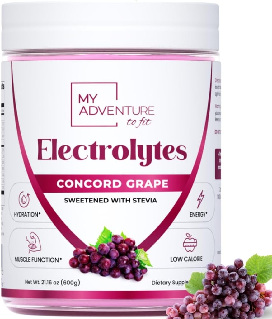 Zero Sugar - Concord Grape Electrolytes Powder - Refreshing Hidration Mix - Caffeine Free Energy with All Natural Ingredians - Vegan, Keto & Paleo - Sugar Free Electrolytes Drink Mix - 120 Servings
