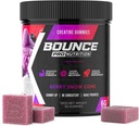 Bounce Pro Creatine Monohydrate Gummies for Men & Women, Low Calorie, 6G of Creatine per Serving, Vegan, Anti- Melting, Gluten- Free, Non-GMO, 2g of Creatine per Gummy (30ct, Berry Snow Cone)