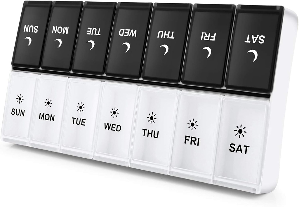DANYING Extra Large Pill Organizer 2 Kali sehari, XL Weekly Pill Box 2 Per Day, AM PM Pill Case, Day Night Pill Container 7 Day, Vitamin Case Dua kali sehari