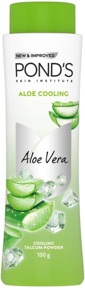 POND 'S Aloe Cooling Powder, 100g, untuk Pendingin Instant dan Pensiun Relief di musim panas, dengan 100% Aloe Extract, 3X Cooling Efek, Long- Lasting Frasect
