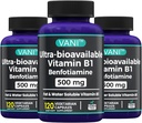 2 dalam 1 Enhanced Formula: Vitamin B1 dengan Benfotiamine 500mg, Suplemen Solutable Fat dari Vitamin B-1, 500 mg - 120 Capsules (3)