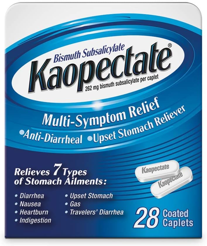 Kaopectate Multi- Symptom Anti- Diarrheal & Upset Stomach Reliever, 28 Caplets, White