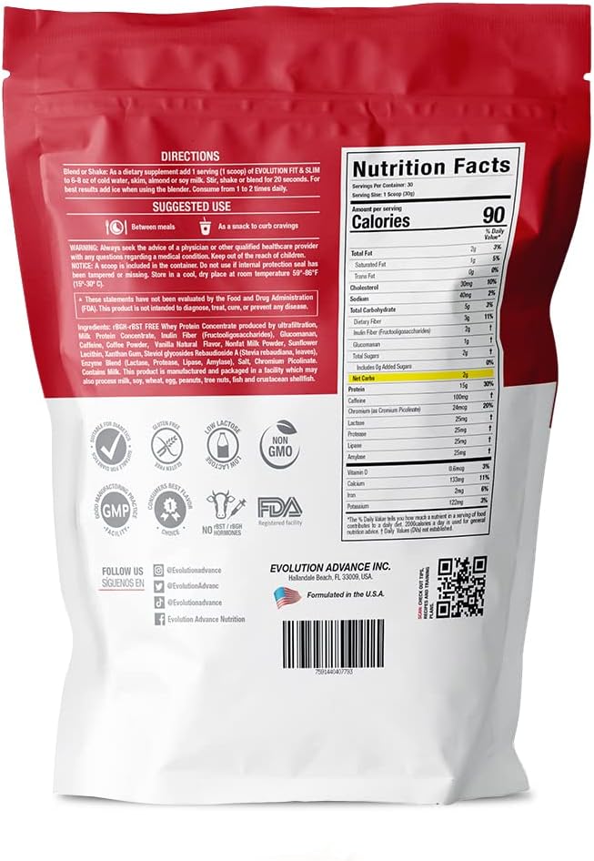 Evolusi Advance Nutrition Fit & Slim Blend - Grass- Fed Whey Protein Powder untuk Easy Dibuble, Keto- Approved, Non-GMO, Stedered, Natural Flavor - 2 Pounds (Frapullicious Coffee)