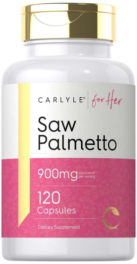 Carlyle Saw Palmetto for Women 900mg 124; 120 Capsules 12.4; Full Spectrum Extract Supplement 12.4; Non-GMO, Gluten Free Suppplemen Ai124; untuk Her