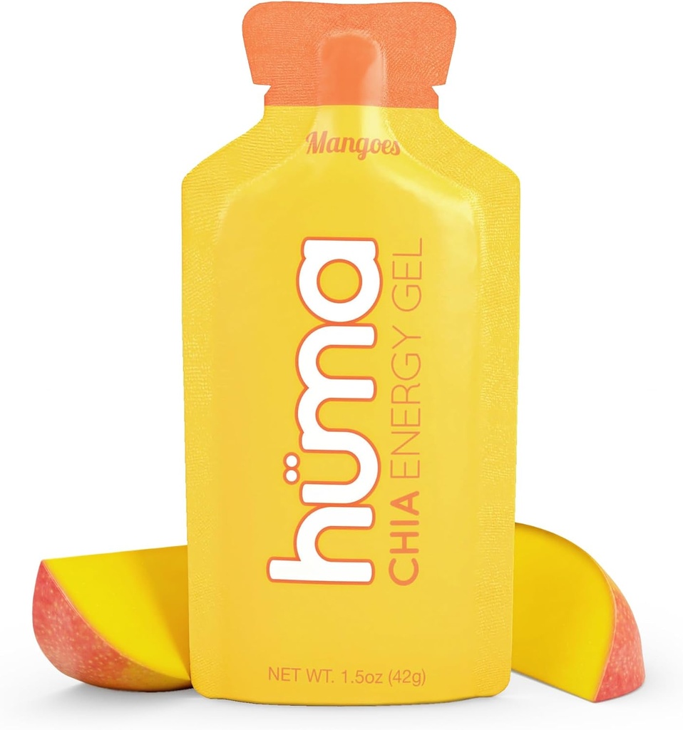 Huma Chia Energy Gel, Mango, 12 Gels - Premier Oports Nutition for Endurance Exercise