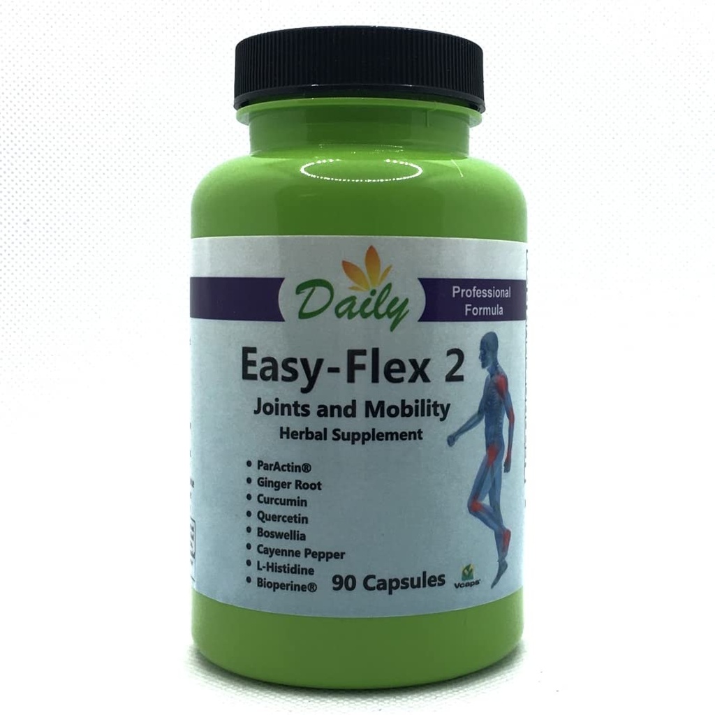 Daily Manufakturing Easy- Flex 2 ™ (Andrographis Paniculata, Boswellia Ekstraksi, L- Histidine, Curcumin (Turmeric), Quercetin, Black Pepper Extract, Ginger Root Powder & Cayenne Pepper)