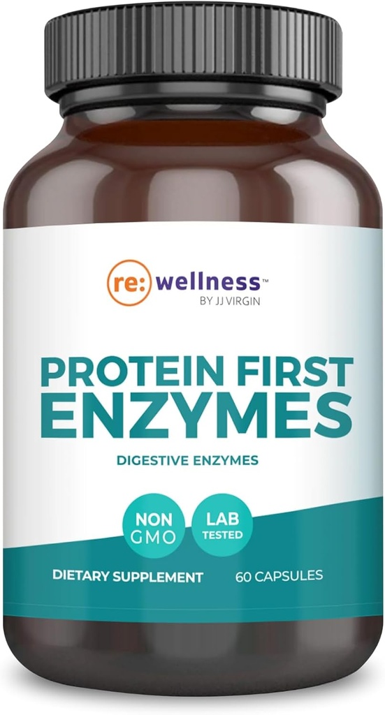 Menyalakan kembali Wellness oleh JJ Virgin 124; Protein First Enzymes = 124; Betaine HCI dengan Supsin & Enzyme Suplemen; Dukungan untuk Kesehatan Gut, Dibubble, Bloating Occasional & Gas 124; 60 Capsules