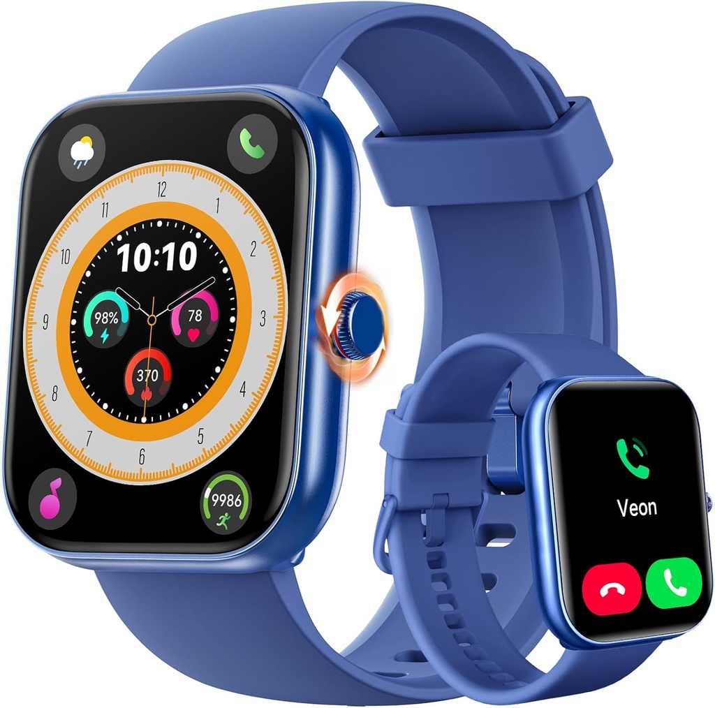 ENOMIR Smart Watch for Women Men (Answer / Make Calls) Compatible with iPhone / Android / Samsung, Alexa Built-in, [1.91 "HD Screen] Waterproof Fitness Watch with Heart Rate / Sleep / SPOO2 Monitor (Blue)