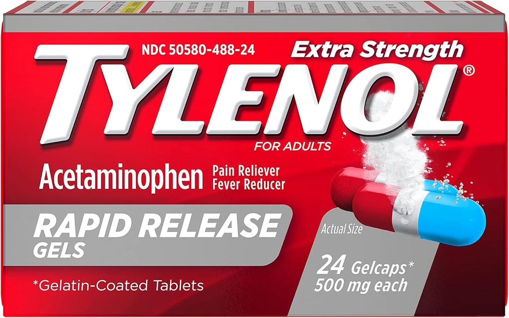 Tylenol Ekstra Kekuatan Rapid Rilis Gelcaps - 24 ct, Kemas 2