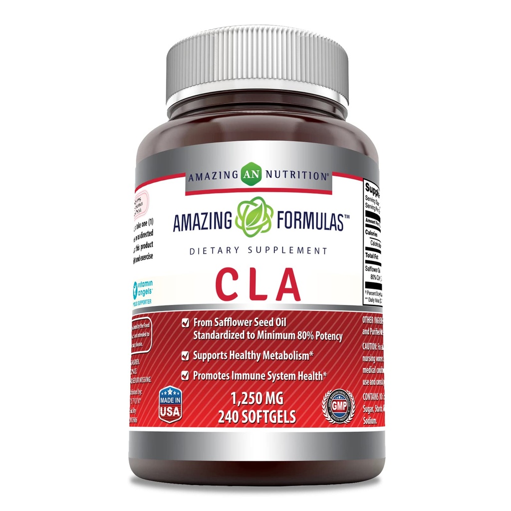 Amazing Formulas CLA 124; Conjugated Linoleic Acid Supplement (124; 1250 Mg 124; Softgels 14; Non-GMO 124; Gluten- Free Alagly 124; Made in USA (240 Count)
