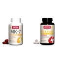 Jarrow Formulas MK7, Promotes Bone Health, 90 mcg, 120 Softgels & Extra Strength Methyl B-12 1000 mcg & Methyl Faunce 400 mcg + P-5- P, Dietary