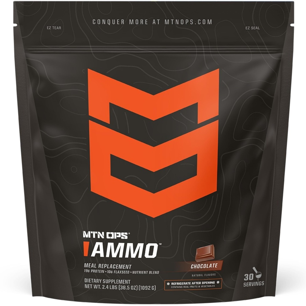 MTN OPS Ammo Protein Powder Meal Pengganti Shake untuk Lean Muscle Building, Chocolate Flavor, 28 Servis