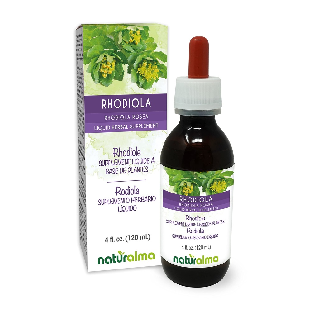 Natualma Rhodiola rosea (Sedum Root Alcohol- Free Tincture - 4 fl oz Liquid Extract in Drops - Herbal Supplemen - Vegan