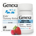 Genexa Kids 'Clean Tummy Relief 126; Heartburn, Acid Indibuffic, Shour Chewable Antax 124; 0% Artificial Addentives, Children' s Calcium Carbonate, Organic Berry Flavor, 30ct