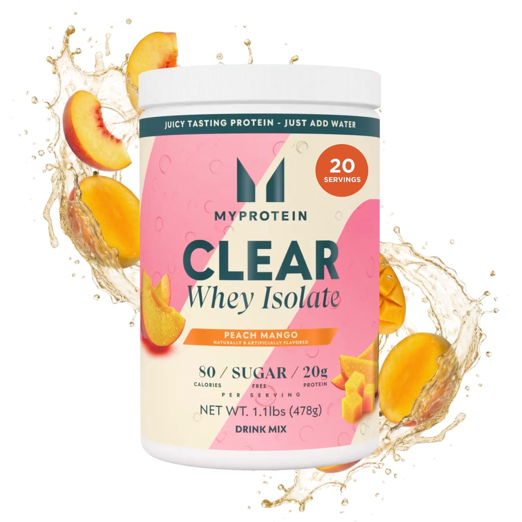 My protein Clear Whey Isolate Protein Powder, 1.1 Lb (20 Pelayan) Peach Mango, 20g Protein per Serving, Alamiah Flavored Drink Mix, Daily Protein Intake for Superior Performance
