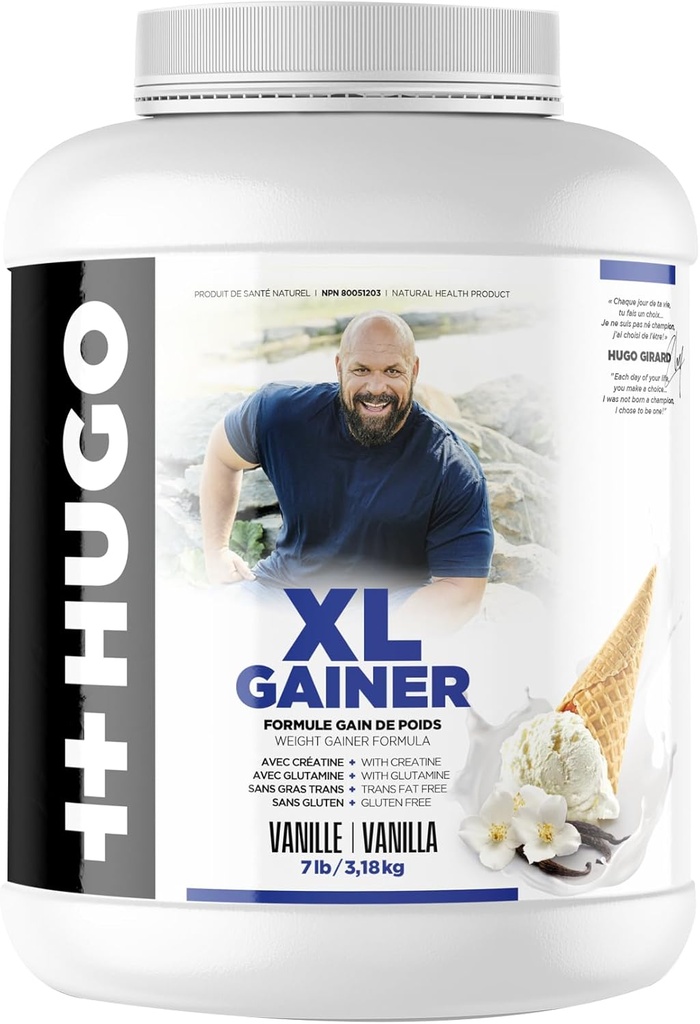 + + Hugo XL Gainer Nutrition Powder 124; Weight Gainer Formula 124; dengan Creatine 124; dengan Glutamine 124; Trans Fat Free 124; Gluten Free 124; 7LB / 3.18KG 124; Vanilla / Chocolate Flavor (Vanilla)