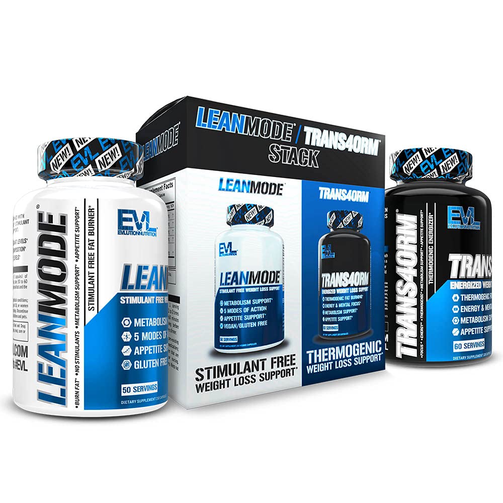 EVL Weight Loss Dukung Stack - Trans4orm Thermogenic Fat Burner & Metabolism Dukung Pills with Green Coffee Bean Extract and Forskolin Plus LeanMode Non-Stimulant