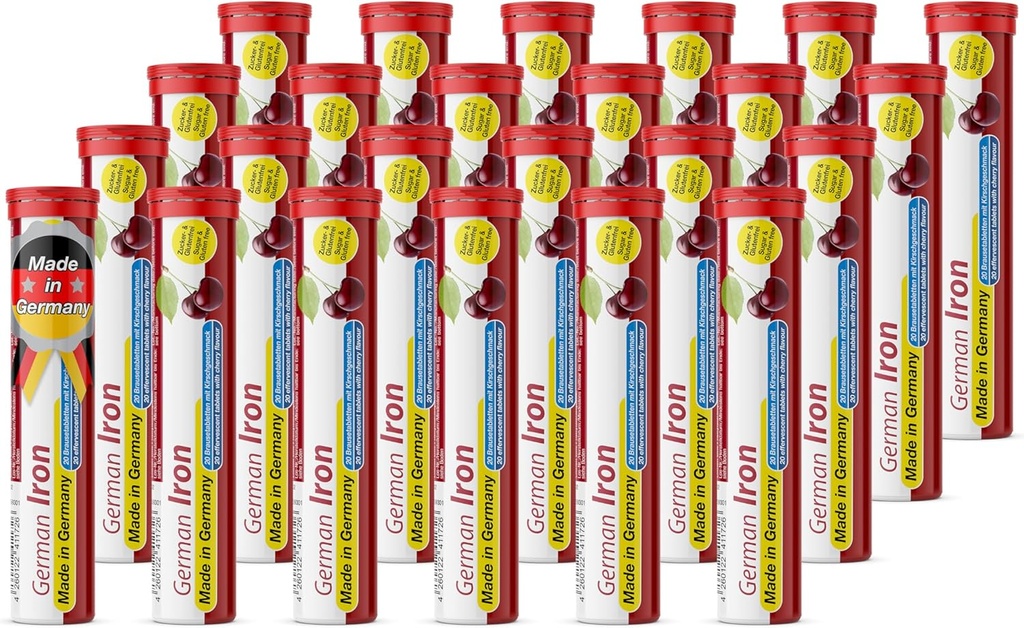 T & D Iron 14 mg Jerman - 480 Vegan Drink Effervescent Tablet - Cherry Flavor - Dibuat di Jerman
