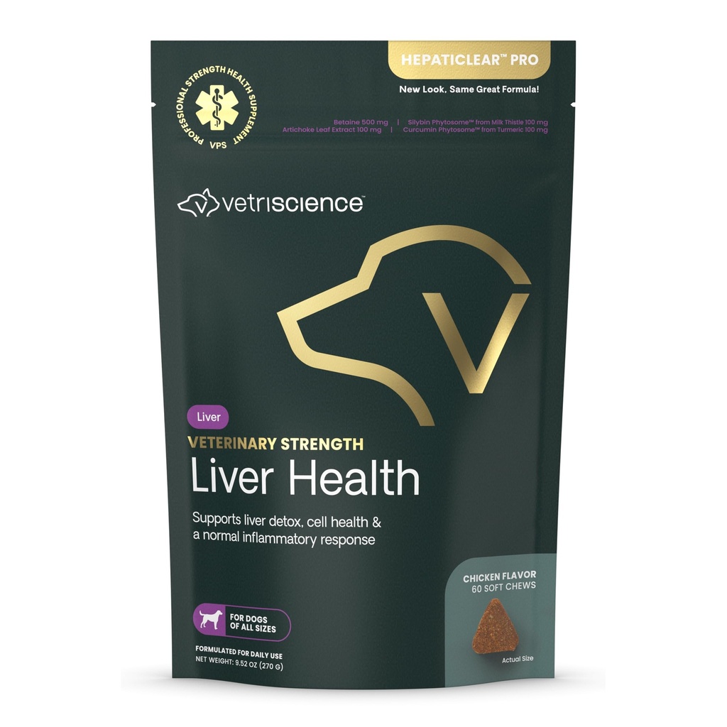 VetriScience Veterinary Energy Health Chews - Canine Liver Care Suplement for Detox Supplement - Dog Support Imune System - Tidak Perlu Fasting - 60 Count