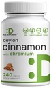 Ceylon Cinnamon dengan Chromium 1000mcg, 240 Capsules 124; Active Inner Bark Extract, True Sri Lanka Source 124; Persediaan Cinnamon Alam