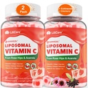 Liposomal Vitamin C 1000mg Filled Gummies for Adules & Kid 9 +, 1660mg Black w / Echinacea, Elderberry, Zinc, Iron, Bioflavonoid, Astaxanthin, Natural Chelable Vitamin C, Sugar Free, 2Pack