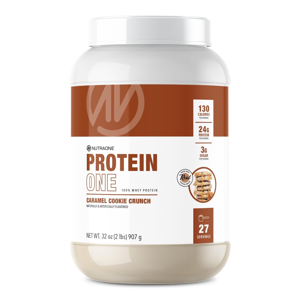 NutraOne Protein Whey Protein Recovery dan buat Muscle dengan bubuk Shake Protein untuk Pria & Perempuan (Karamel Cookie Crunch, 2 LB)
