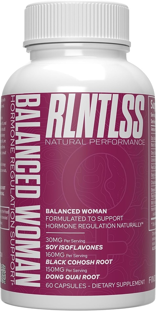 RLNTLSS Balanced Woman - Natural Hormone Regulasi Dukungan - 1250 + mg per Serving - Women Premium Imponial Suplemen - 11 Active Ingredien Complex - Dibuat di USA - (60 Capsules)