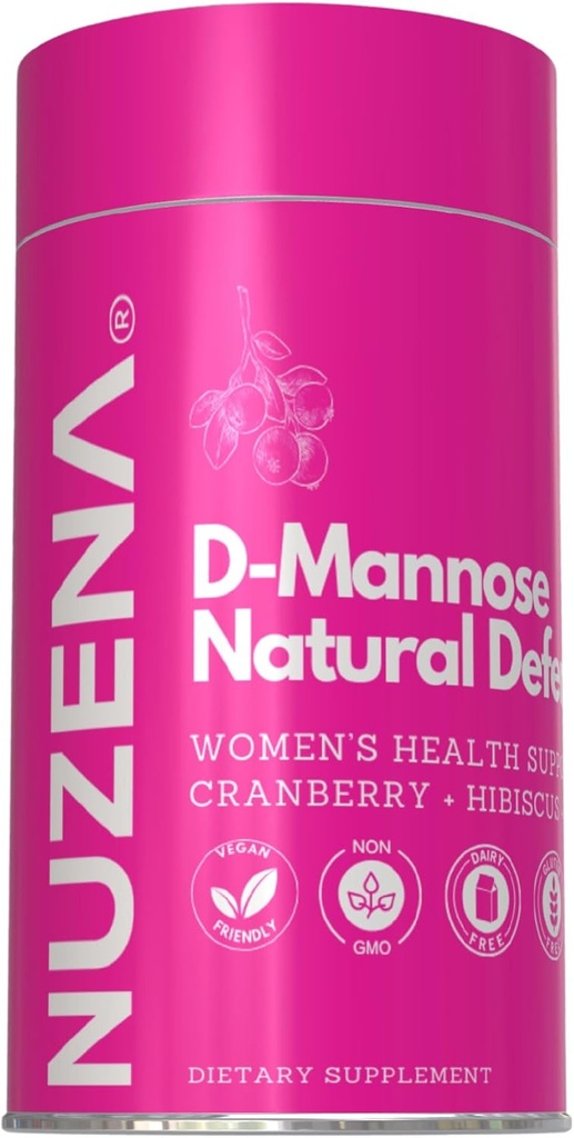 Nuzena D-Mannose + 10000mg dengan Cranberry 150mg, Kembungkus 60 Lintasan Pertahanan Alam Dukungan Capsules dengan Hibiscus Flower 100mg dan Dandelion Root 100mg Per Capsules