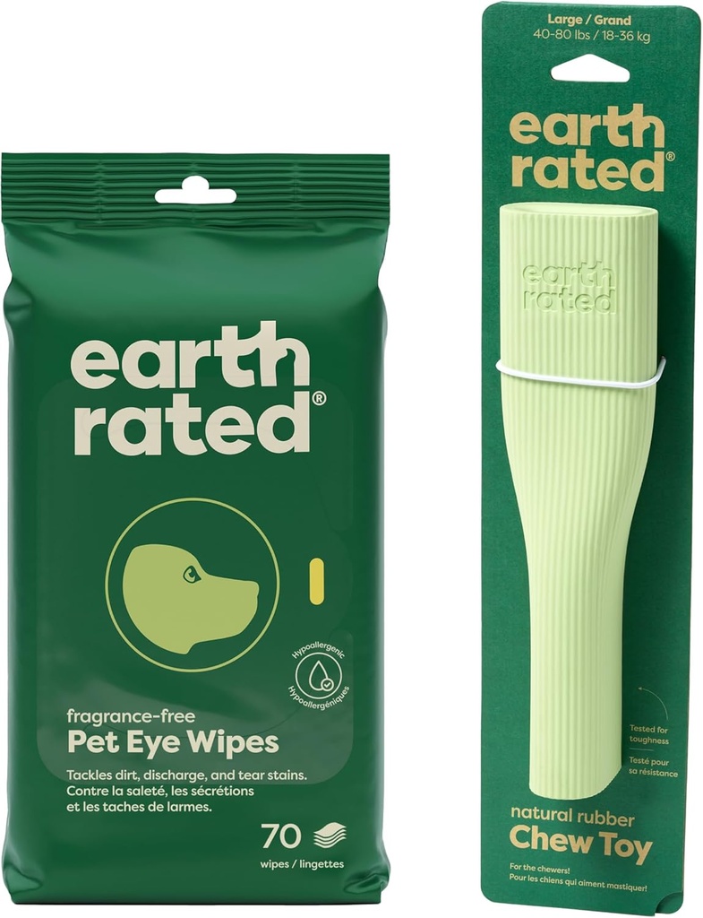 Bumi Rate Clean & Calm Bundle - Termasuk 70 Fragrance- Free Pet Eye Wipes & 1 Large Enrichment Toy