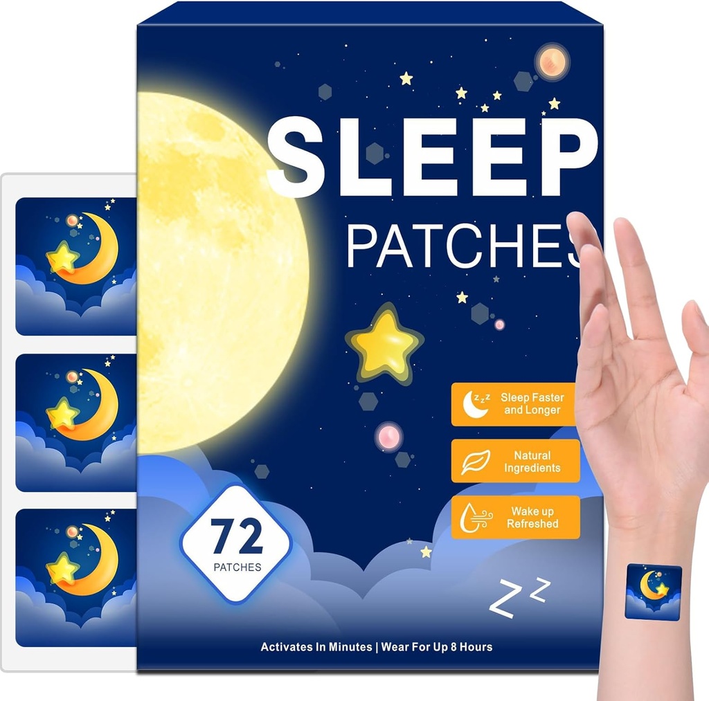 72 Pack Sleep Patches for Dewasa Ekstra Kekuatan, Easy- To-Terapkan Sleep Patch with Valerian & Melonatin Patches, Long- Lasting Night for Men and Women