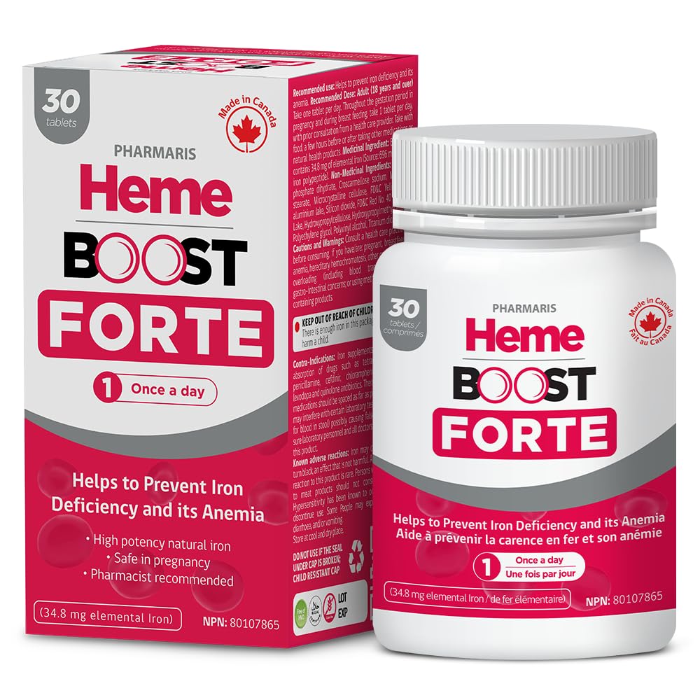 Hemeboost Forte 34.8 mg (696 mg Heme Iron) I 30 Tablet I High Potency Natural Iron Supplemen