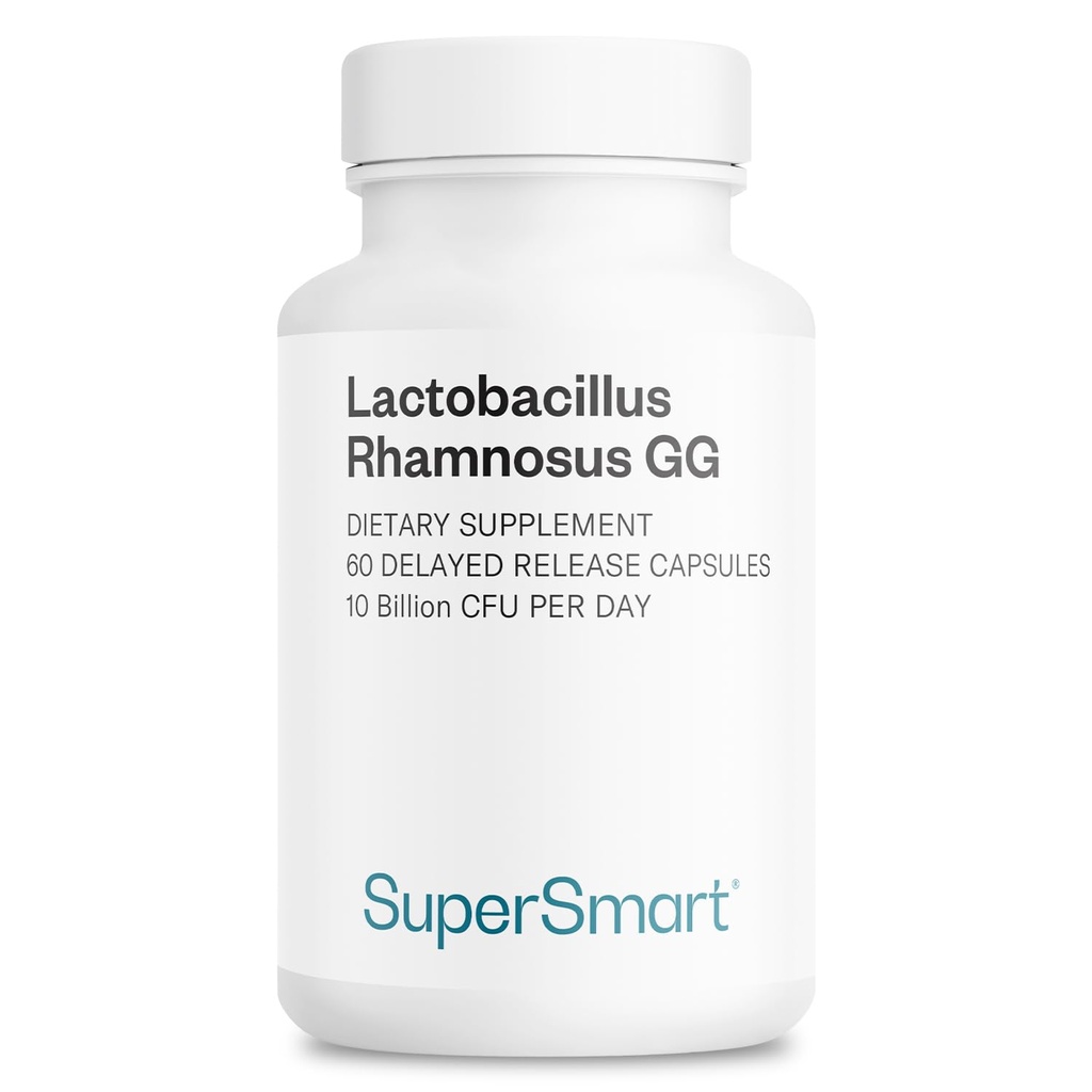 Supersmart Lactoillus Rhamnosus GG 10 Billion CFU per hari (LGProbiotic with Inulin) - L. Rhamnosus Supplemen Non- GMO & Gluten Free - 60 DR Capsules