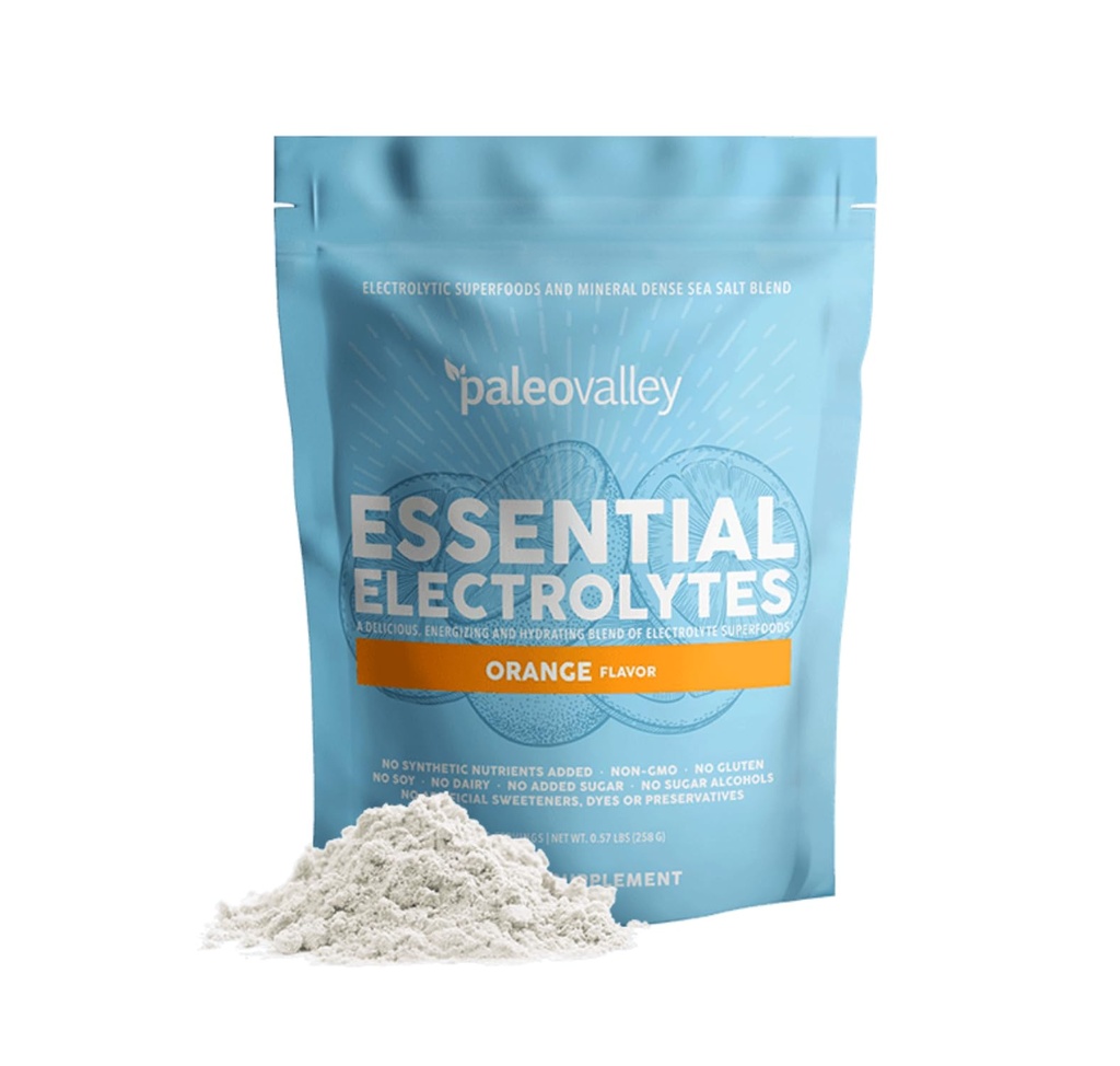 PaleoValley Estrolytes Powder - Full Spectrum Orange Electrolite Powder untuk Hidration, Energy and Muscle Recovery - No Sugar Added - 28 Servis