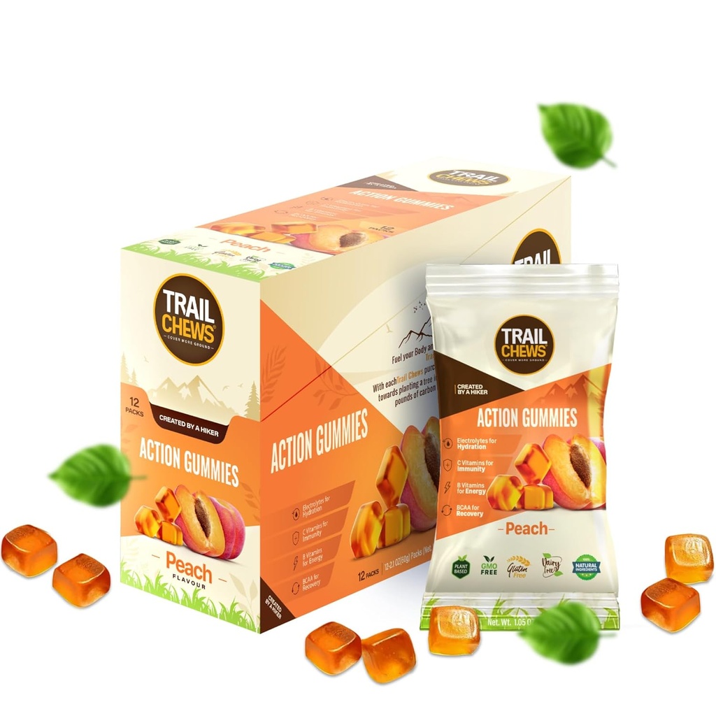 - Peach Flavor - 4 in-1 Gummies Energi, Hidration, Imunitas, Pemulihan. Boosts Endurance and Performance. 12 Bags, 10 Gummies Masing-masing.
