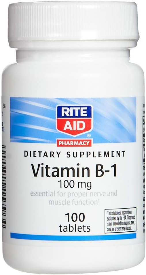 Rite Aid Vitamin B-1 (Thiamine), 100 mg - 100 Tablet 124; Escuit for Proper Nerve and Muscle Fungsi 124; Nerve & Muscle Dukungan 124; Vitamin B1 124; B1 Vitamin 124; Thiamine B1 Supplemen