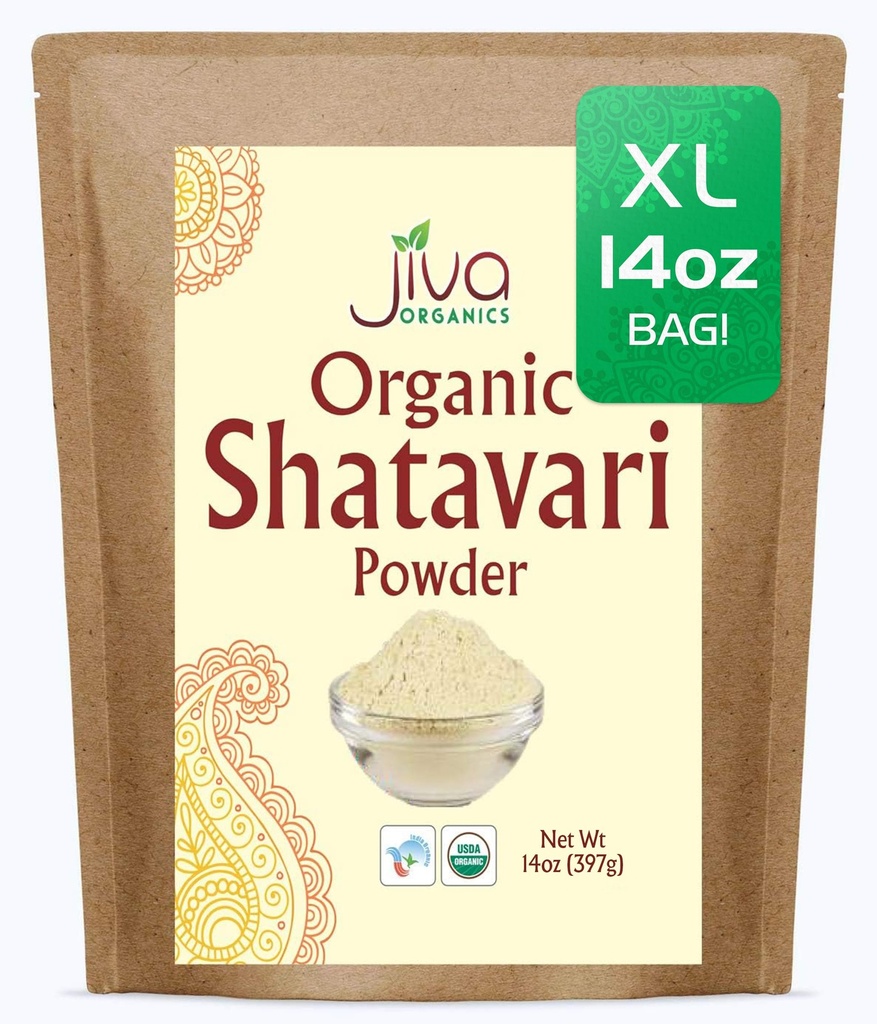 Jiva Organik Shatavari Powder 14 Ounce Bulk Bag - Asparagus racemous - Pure Ayurvedic Herb